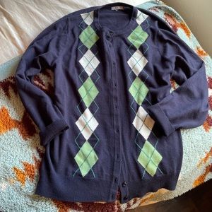 Croft and Barrow Womens Xl Argyle Cardigan